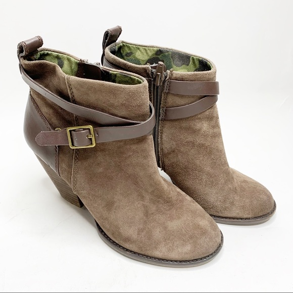 Lucky Brand Suede Ankle Booties Criss Cross 7.5 - Picture 2 of 7
